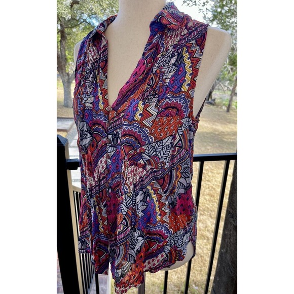 Maeve by Anthropologie Women’s Size Medium Whimsical Pintuck Button Sleeveless - Picture 3 of 14